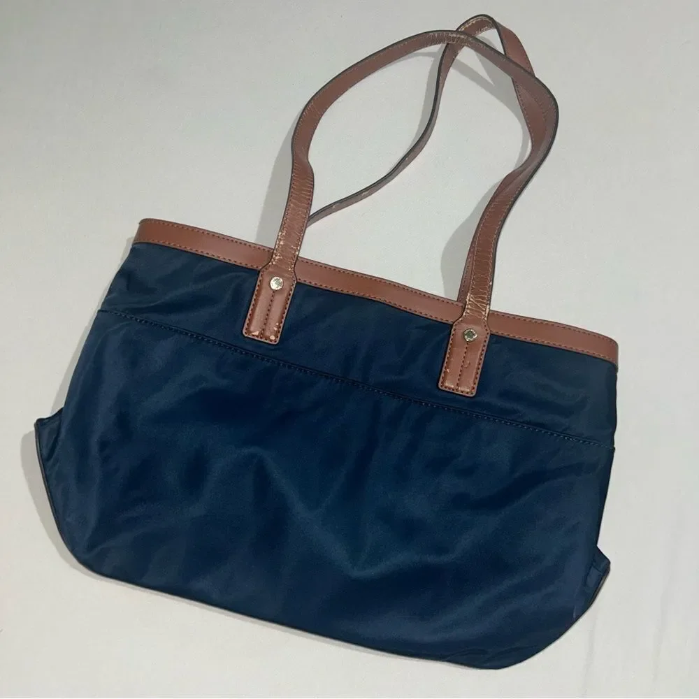 Calvin Klein Navy Blue & Brown Leather Purse​​ - Picture 2 of 11